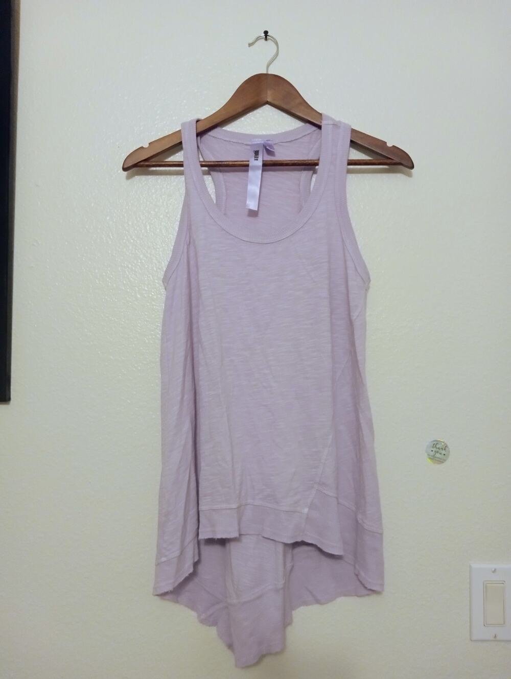 Wilt Asymmetrical High-Low Tank Top Lavender Lilac 100% Cotton Slub Knit SZ XS